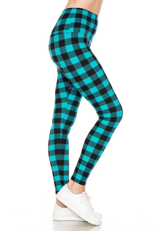 Teal Dream Buffalo Check Leggings