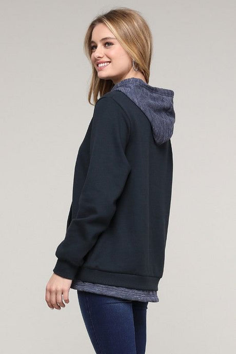 Layered Hoodie in Navy