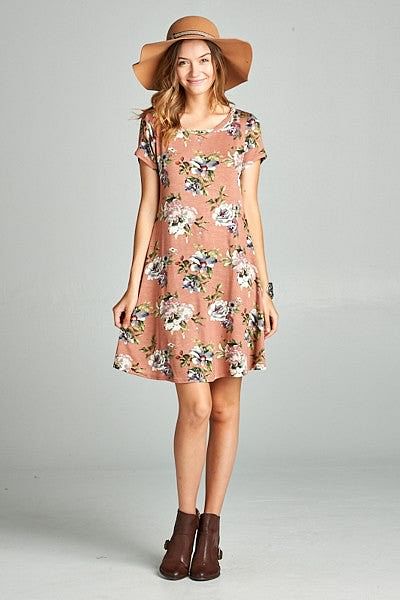 Floral Dress - Dust Rose