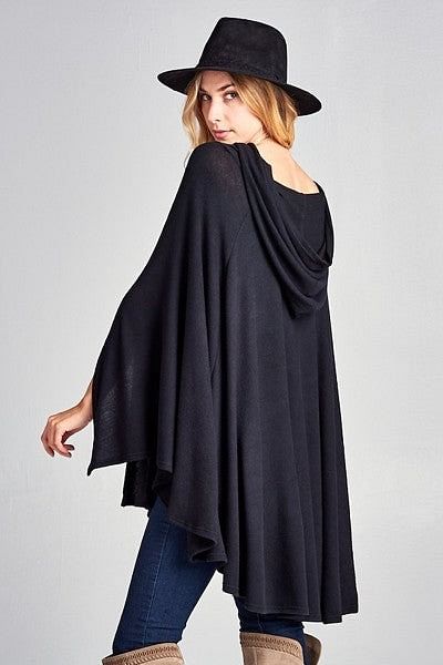 Black Hooded Poncho