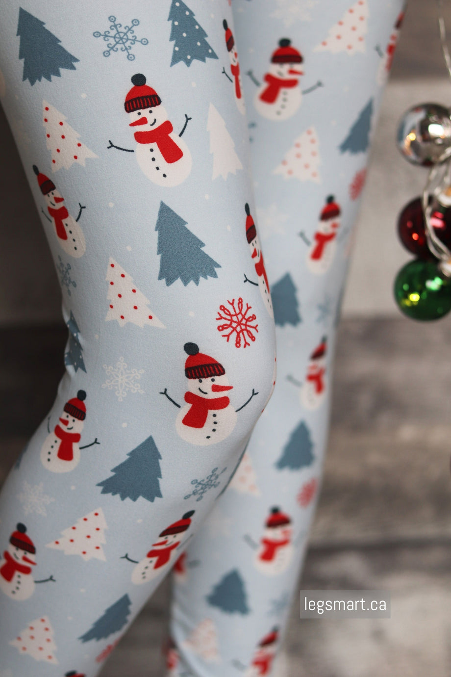 Light Blue Christmas Long Tights, Best Red Fluffy Happy Cute Snowman  Women's Christmas Casual Leggings | Heidikimurart Limited