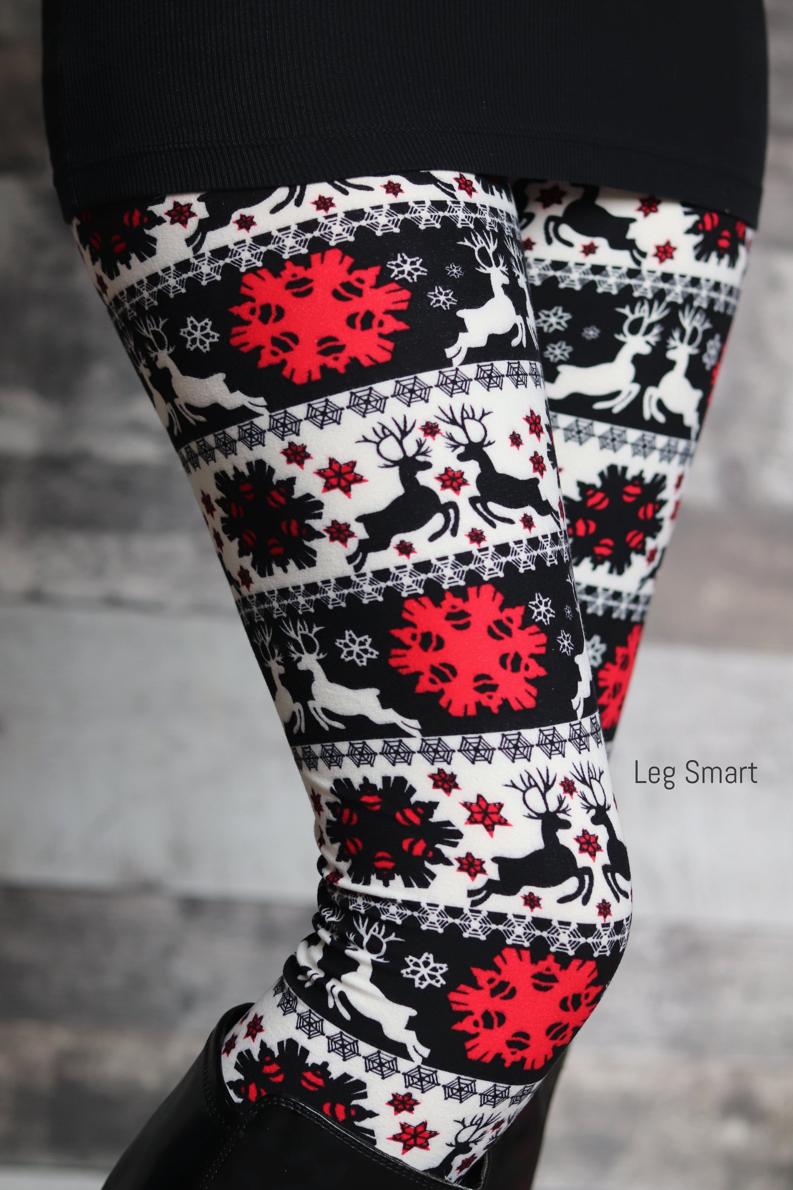 Black & Navy Reindeer Pattern Ugly Christmas Sweater Leggings | eBay