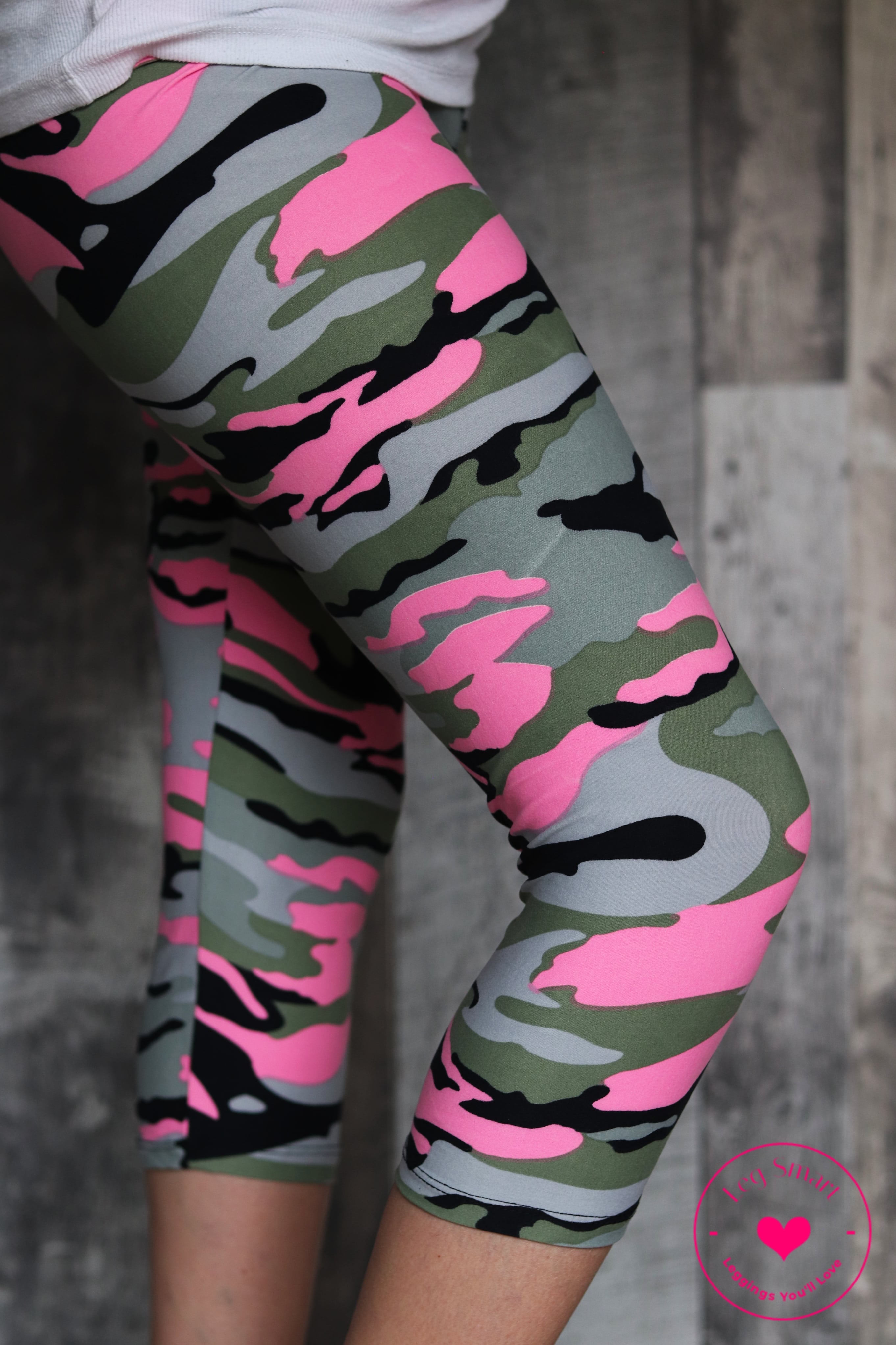 BİKELİFE Pink Camouflage Pattern Gabardine Leggings Trousers