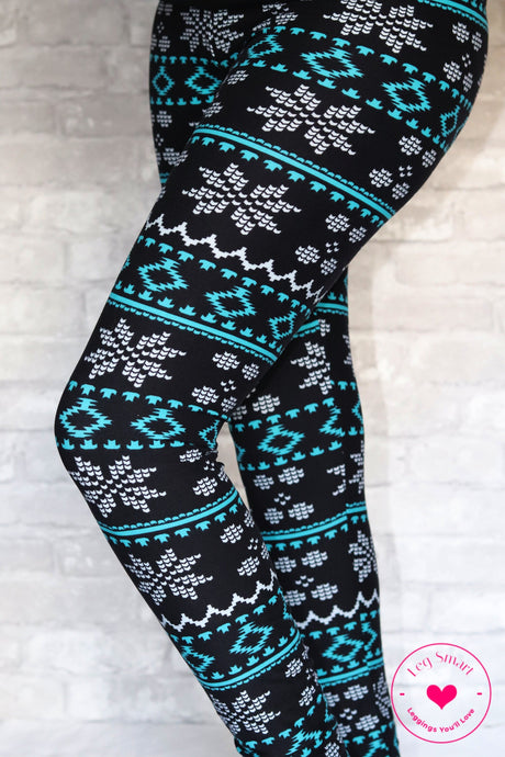 Legging de Noël flocon de neige bleu