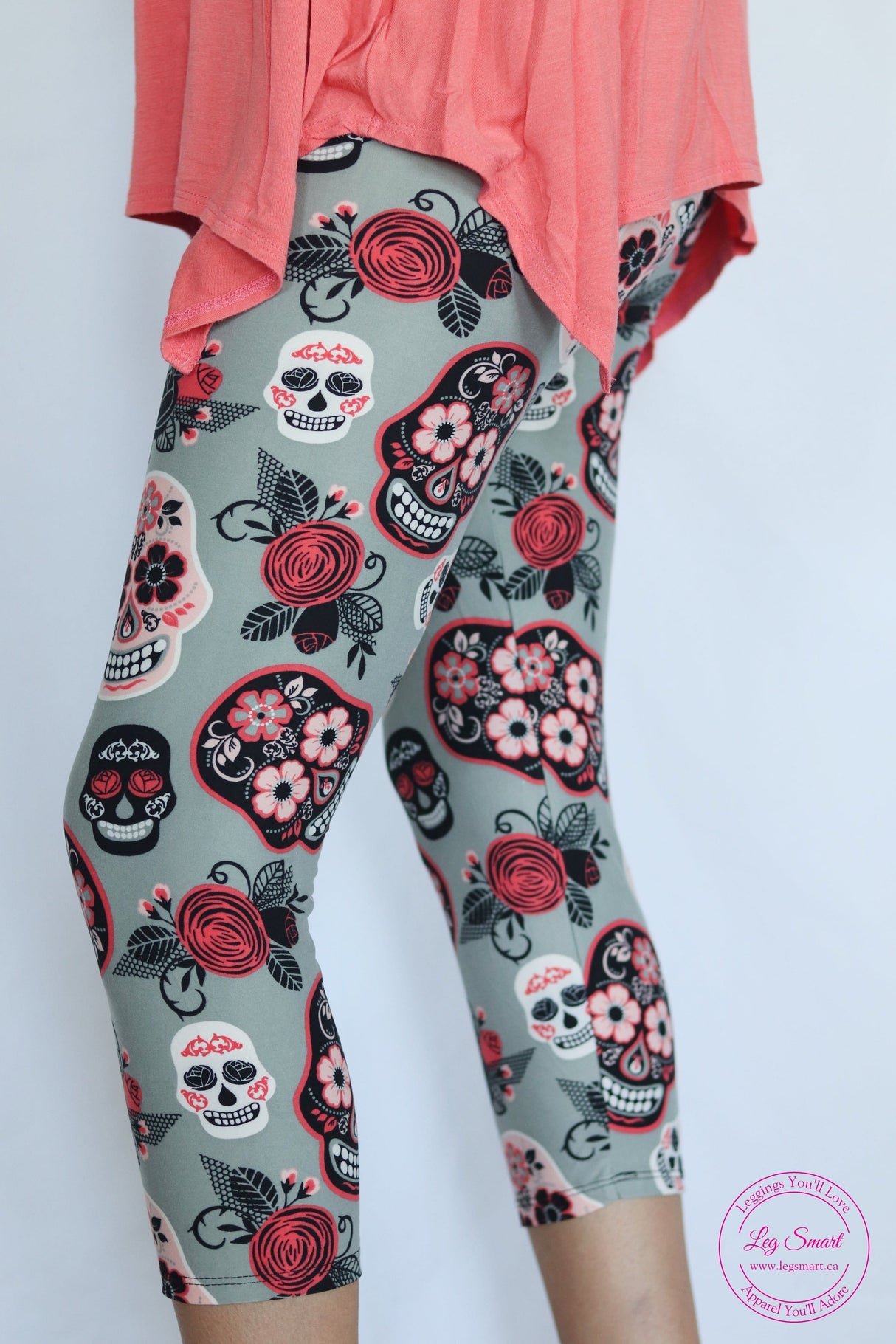 Legging capri tête de mort tangerine