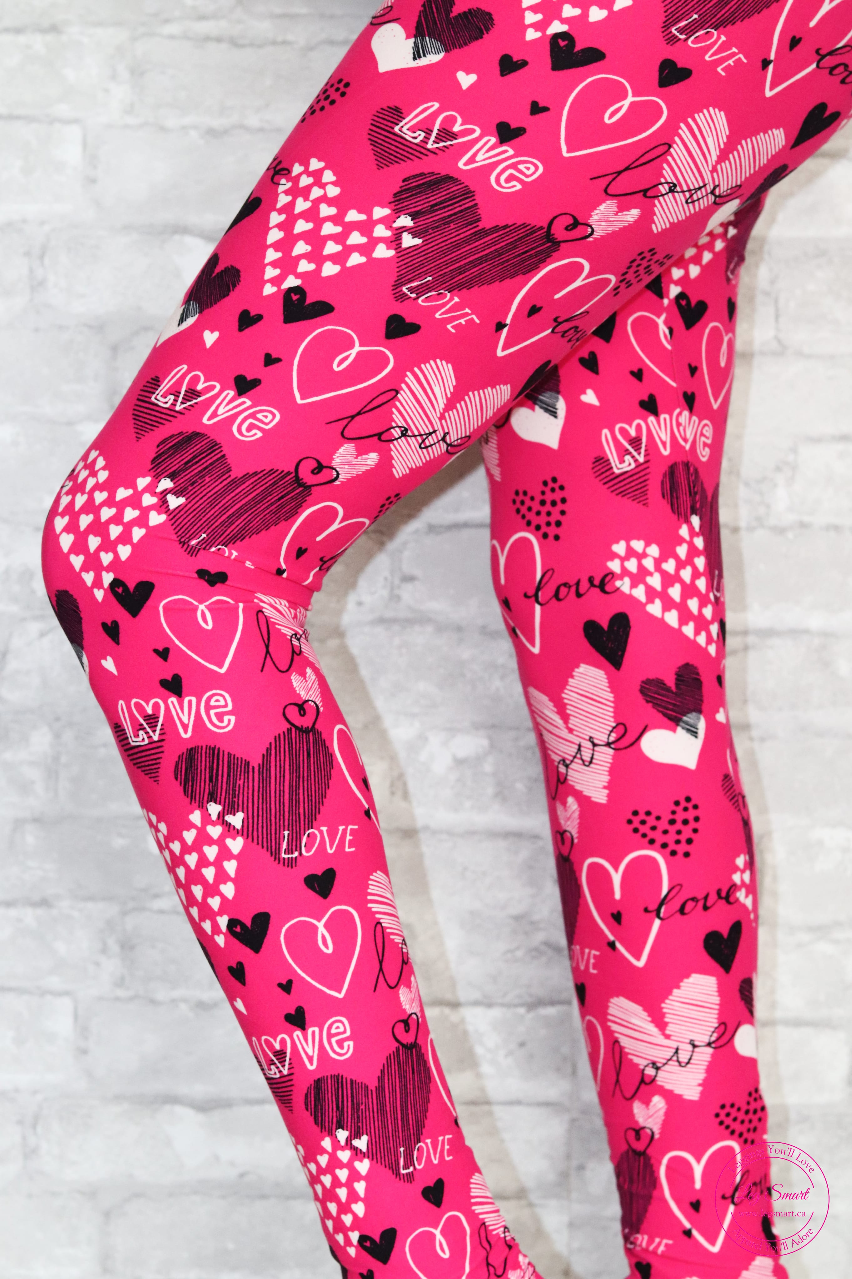 Women's Valentine High Waisted Tights Workout Love Heart Print