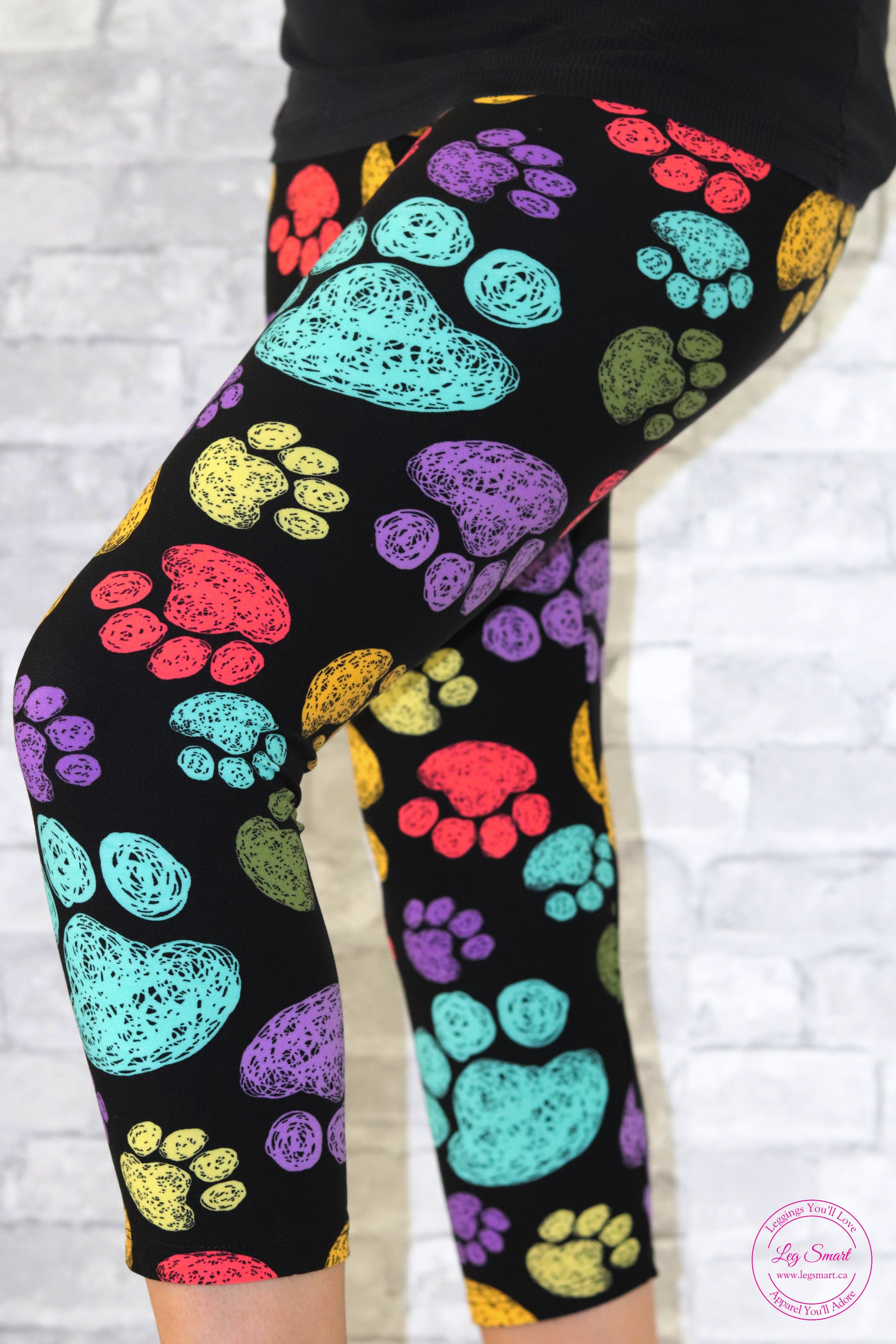 Capri Fashion Digital Print, Dog, Girls Skinny Yoga Leggings