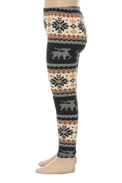 Black Red Reindeer Snowflake Print High Waisted Leggings for Women –  LEGGINGSPHERE