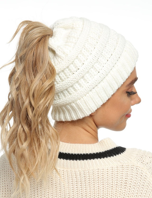 Messy Bun/Ponytail Hat - 4 Colours