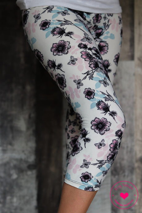 Legging capri papillon pastel