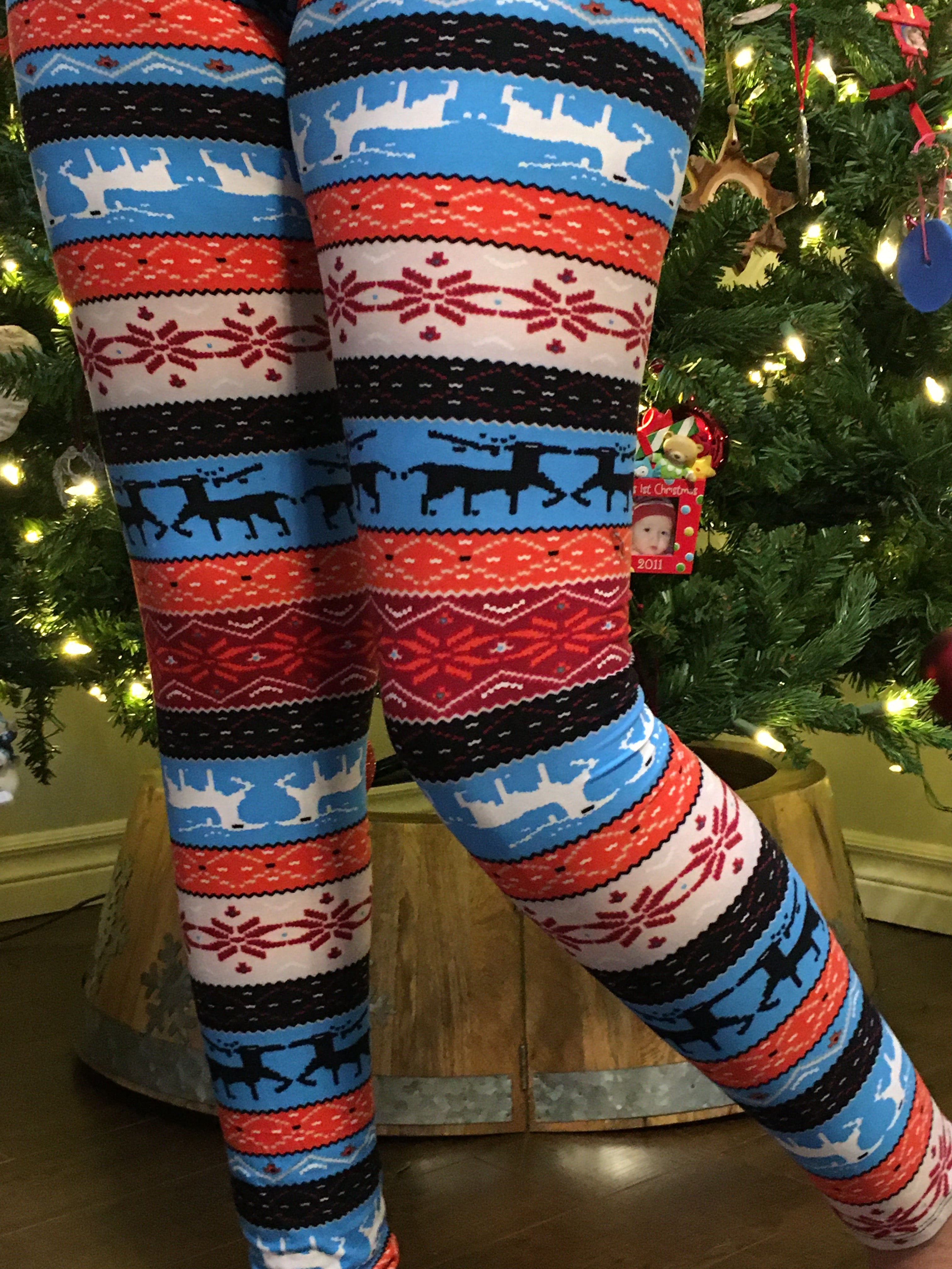 XMAS Leggings Womens Christmas Elastic Snowflake Pants Stocking